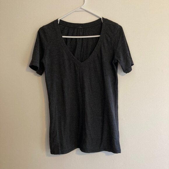 lululemon athletica Tops - SOLD Lululemon Athletica Charcoal Gray Black Workout V-Neck Athletic Tee-Shirt